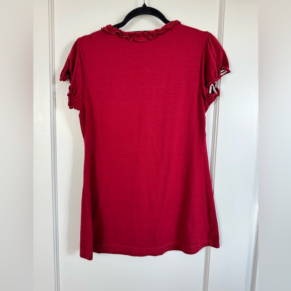 Women's Red Ruffled V-Neck Top - Picture 2 of 2